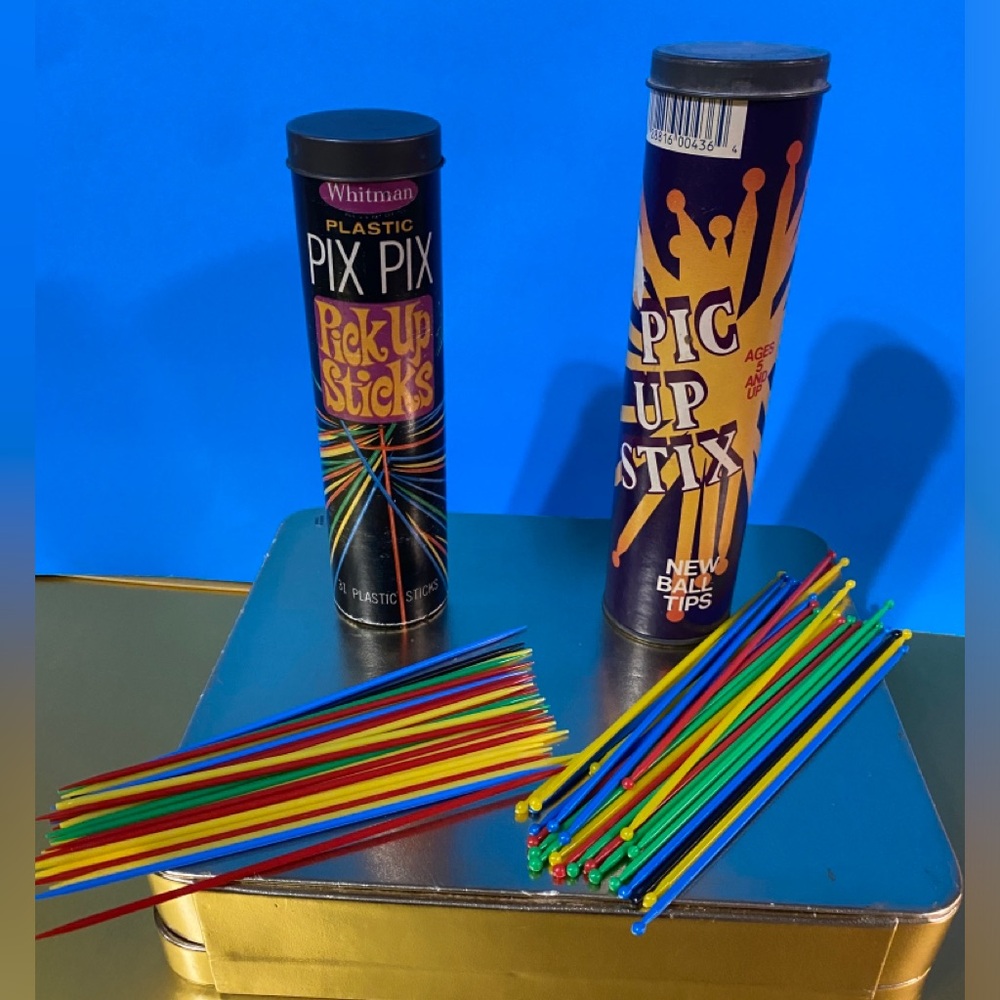 WHITMAN VTG 1968 GAME PLASTIC PIX PIX PICK UP STICKS & 1985 PICK UP STIX GAMES